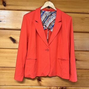 Kelly By Clinton Kelly Blazer Size L Red Cotton Modal Lined Jacket